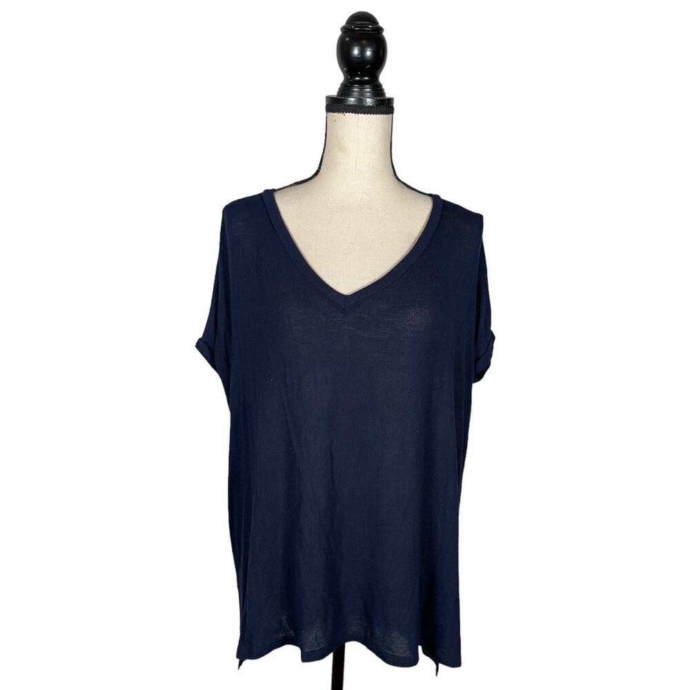 PPLA Clothing Navy Blue V-Neck Tunic T-Shirt      Size: S
